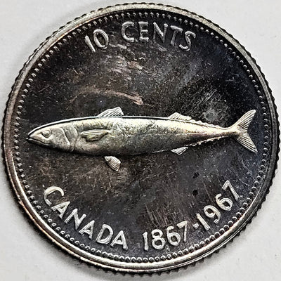 1967 Canadian 10 Cents Superb Proof Toned