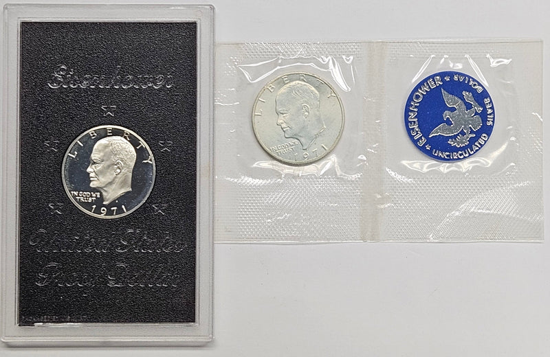 1971-S Silver Eisenhower Dollar Pair  Gem BU and Gem Proof