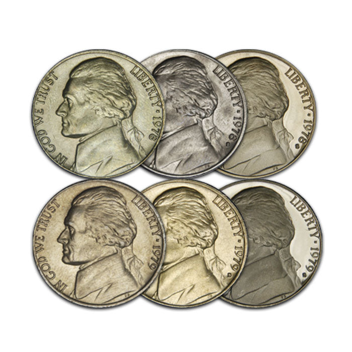 All Six 1978 and 1979 (PDS) Jefferson Nickels . . . . Brilliant Uncirculated and Gem Brilliant Proof