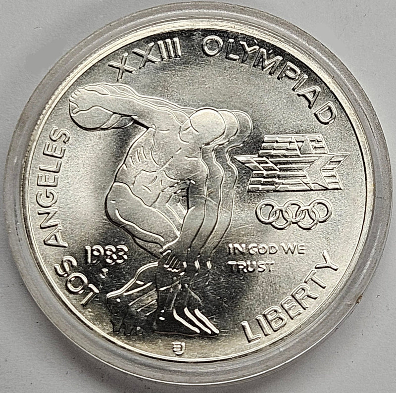 1983-P LA Olympic Discus Thrower Silver Dollar . . . . Gem BU in original U.S. Mint Capsule