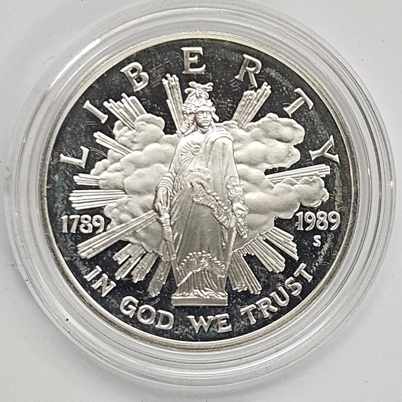 1989-S Congress Bicentennial Silver Dollar . . . . Gem Brilliant Proof in original U.S. Mint Box