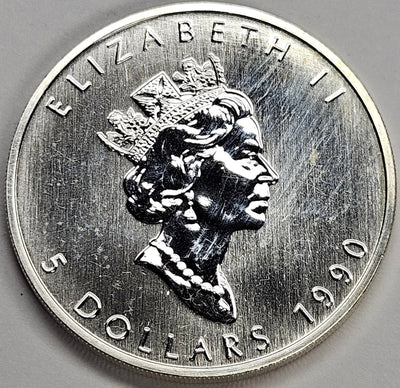 1990 Canadian Maple Leaf Gem BU 1 oz. Silver