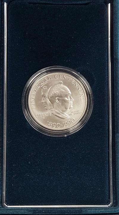 1990-W Eisenhower Centennial Silver Dollar Gem BU in original U.S. Mint Box