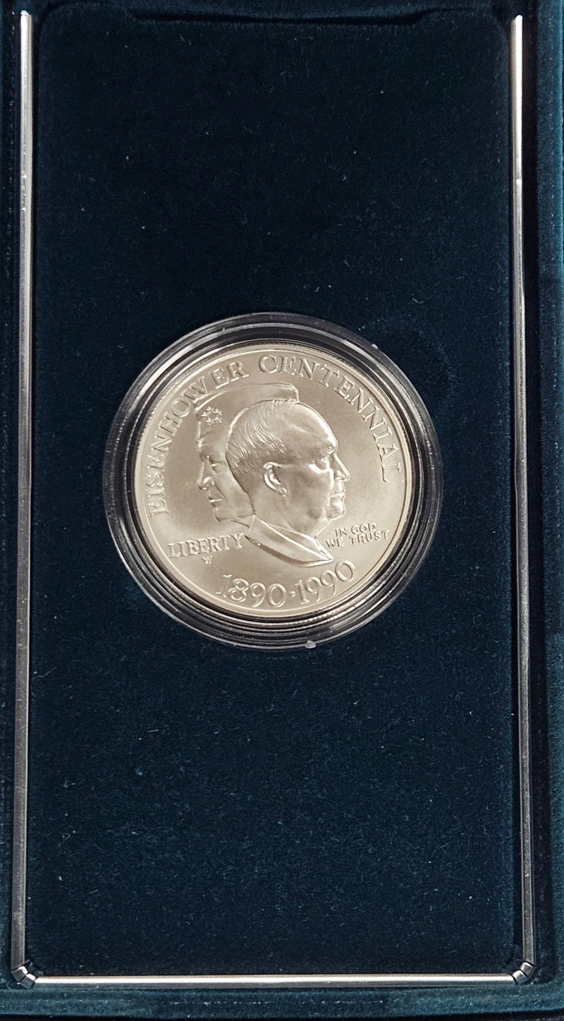 1990-W Eisenhower Centennial Silver Dollar Gem BU in original U.S. Mint Box