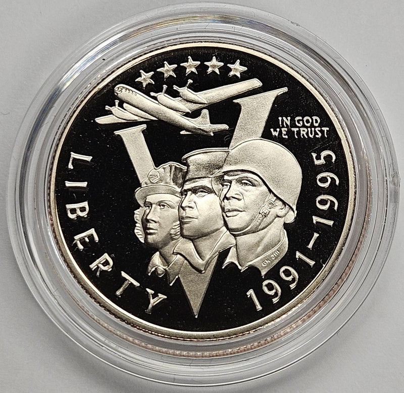 1991-1995-P WWII 50th Anniversary Half . . . . Gem Brilliant Proof in original U.S. Mint Capsule