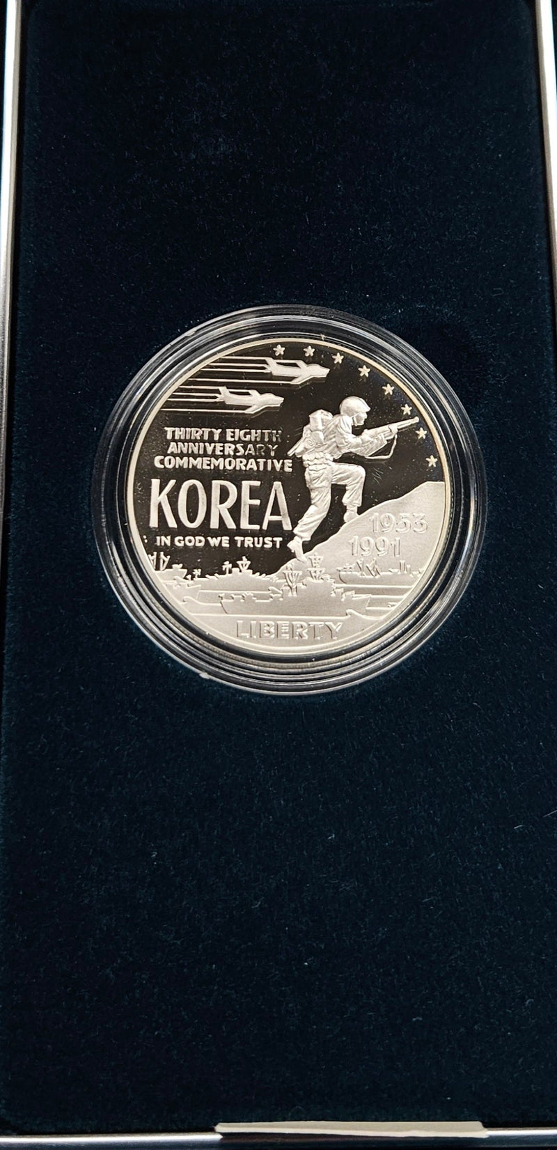 1991-P Korean War Memorial Silver Dollar . . . . Gem Brilliant Proof in original U.S. Mint Box