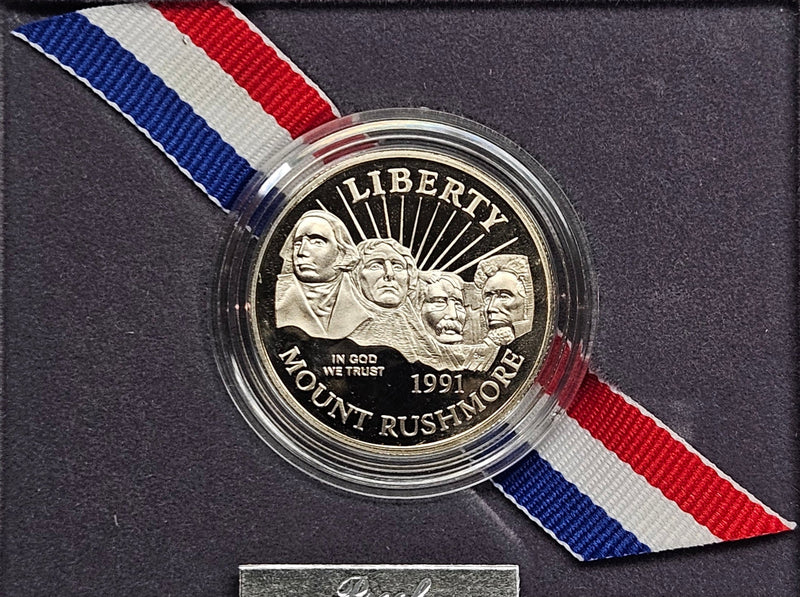 1991-S Mt. Rushmore Golden Anniversary Half . . . . Gem Brilliant Proof in original U.S. Mint Box