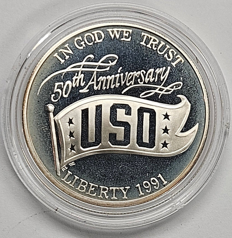1991-S U.S.O. Silver Dollar . . . . Gem Brilliant Proof in original U.S. Mint Capsule