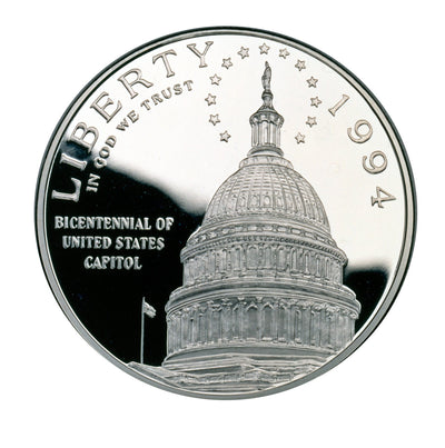 1994-S U.S. Capitol Silver Dollar Gem Brilliant Proof in original U.S. Mint Capsule