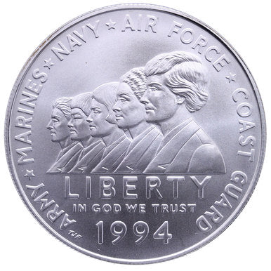 1994-W Women in Military Silver Dollar . . . . Gem BU in original U.S. Mint Box