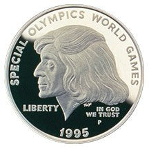 1995-P Special Olympics world Games Silver Dollar Gem Brilliant Proof in original U.S. Mint Capsule