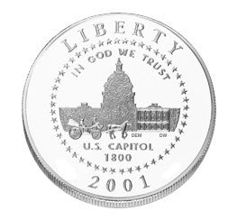 2001-P U.S. Capitol Visitors Center Half Gem BU in original U.S. Mint Capsule
