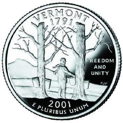 2001 Vermont State Quarter Choice BU