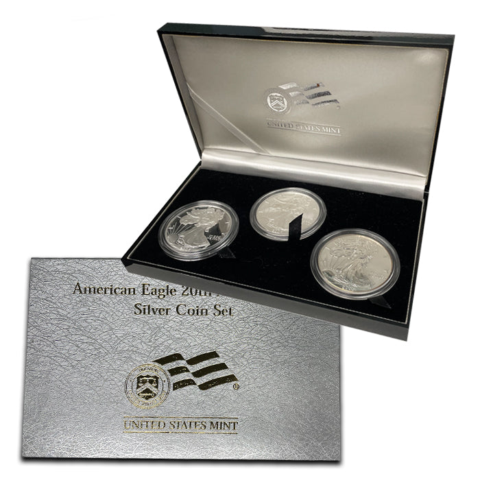 2006 20th Anniversary American Eagle West Point 3 Coin Silver Set . . . . Gem Proof, Uncirculated and Reverse Proof