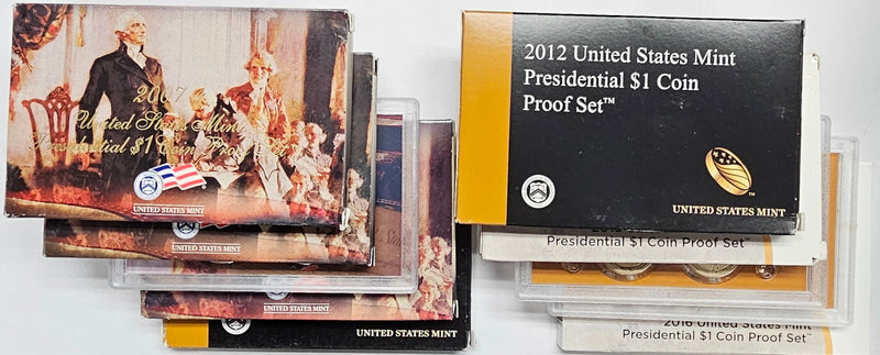 All 10 2007 to 2016 Presidential Dollar Proof Sets . . . . Superb Brilliant Proof