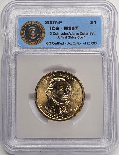 2007 John Adams Presidential Dollar ICG MS-67 A First Strike Coin