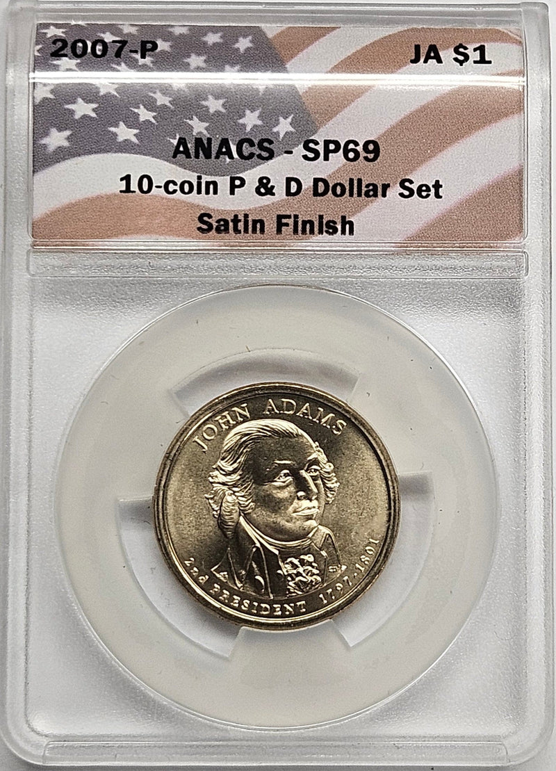 2007 John Adams Presidential Dollar ANACS SP-69 Satin Finish