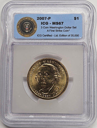 2007 George Washington Presidential Dollar ICG MS-67 First Strike