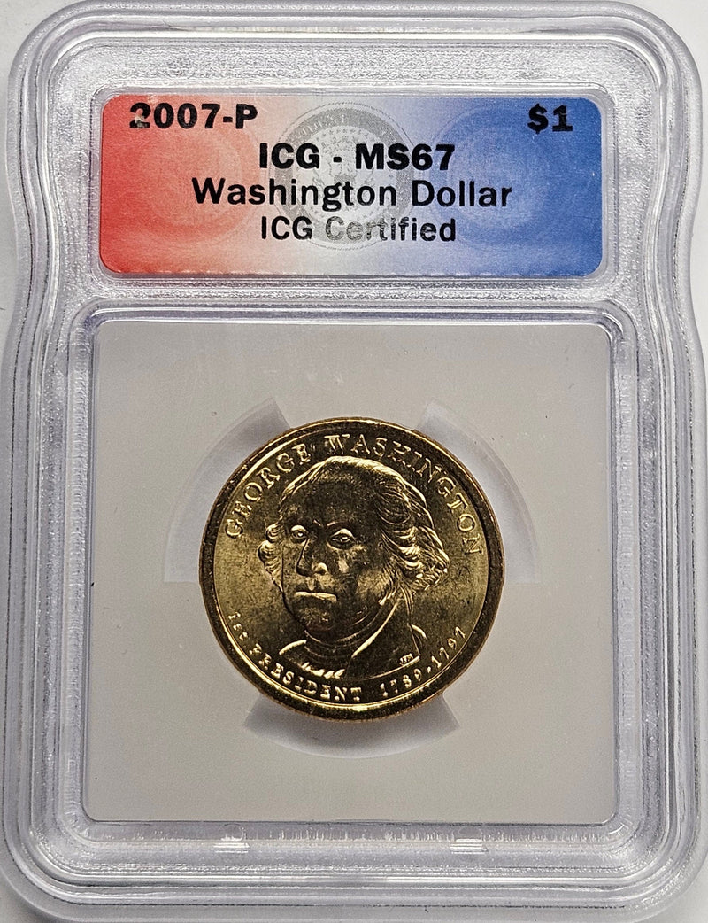 2007 George Washington Presidential Dollar ICG MS-67