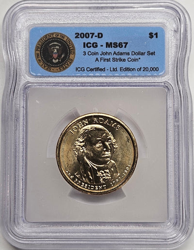 2007-D John Adams Presidential Dollar ICG MS-67 First Strike