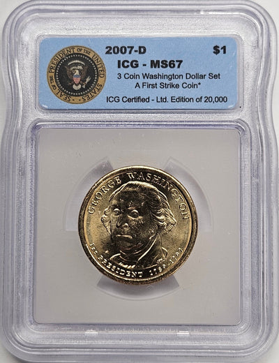 2007-D George Washington Presidential Dollar ICG MS-67 First Strike