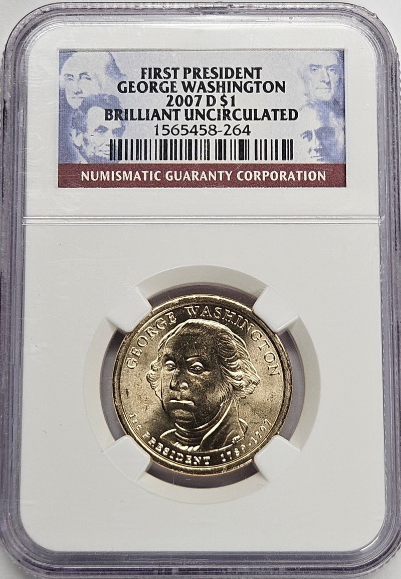 2007-D George Washington Presidential Dollar NGC Brilliant Uncirculated