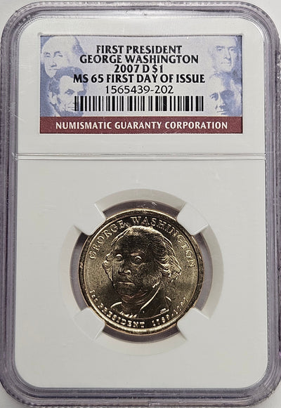 2007-D George Washington Presidential Dollar NGC MS-65 First Day of Issue