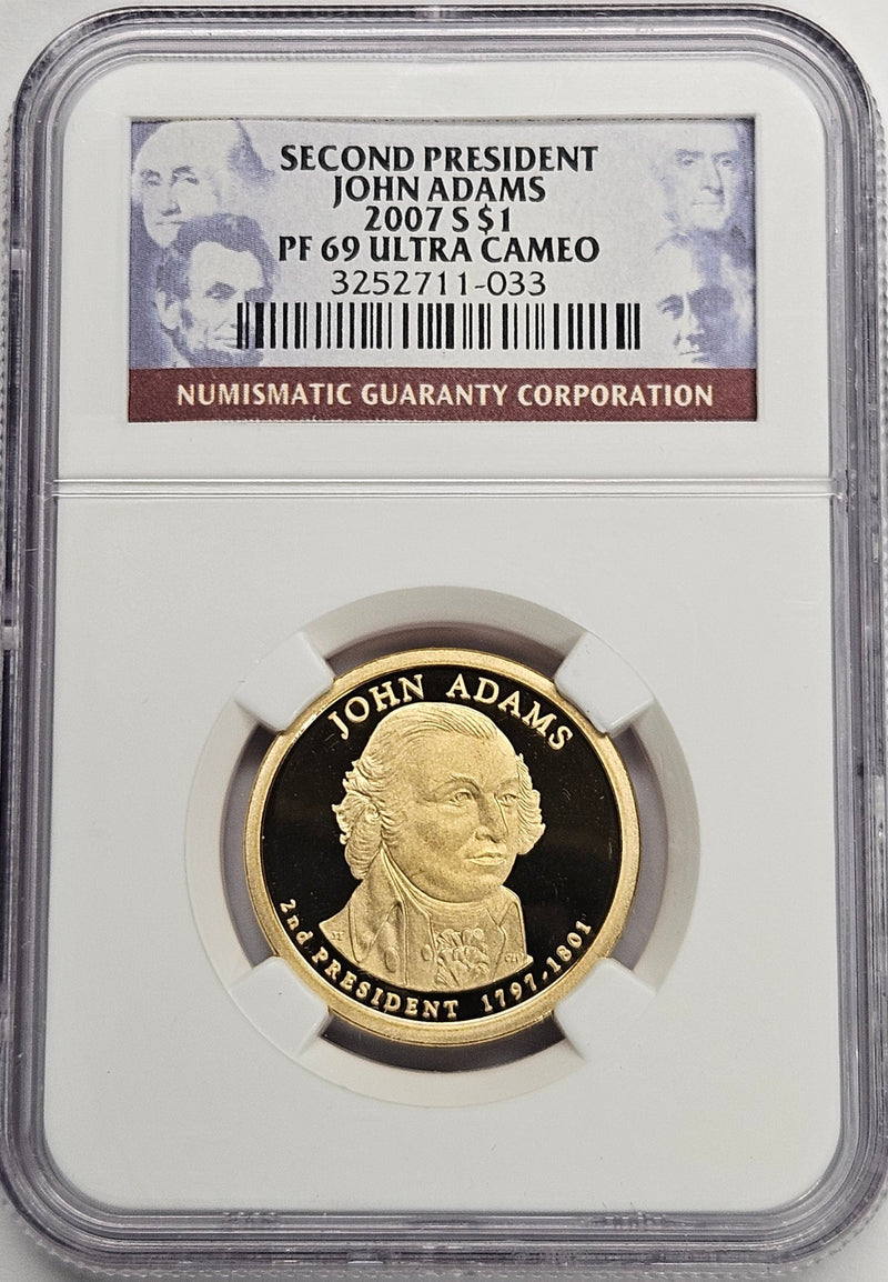 2007-S John Adams Presidential Dollar NGC PF-69 Ultra Cameo