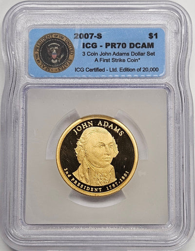 2007-S John Adams Presidential Dollar ICG PR-70 DCAM First Strike