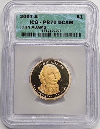2007-S John Adams Presidential Dollar ICG PR-70 DCAM