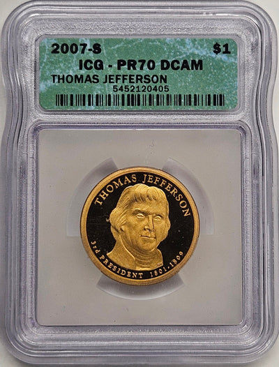 2007-S Thomas Jefferson Presidential Dollar ICG PR-70 DCAM
