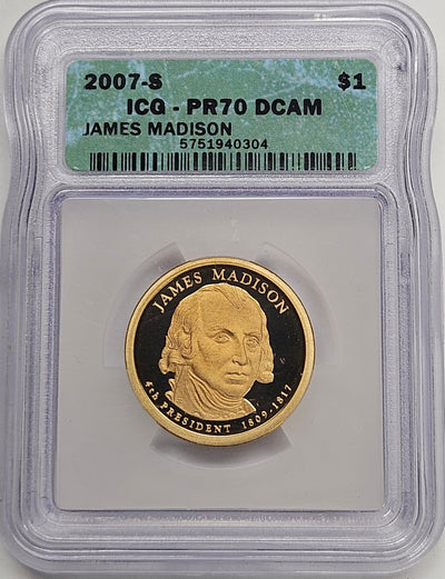 2007-S James Madison Presidential Dollar ICG PR-70 DCAM