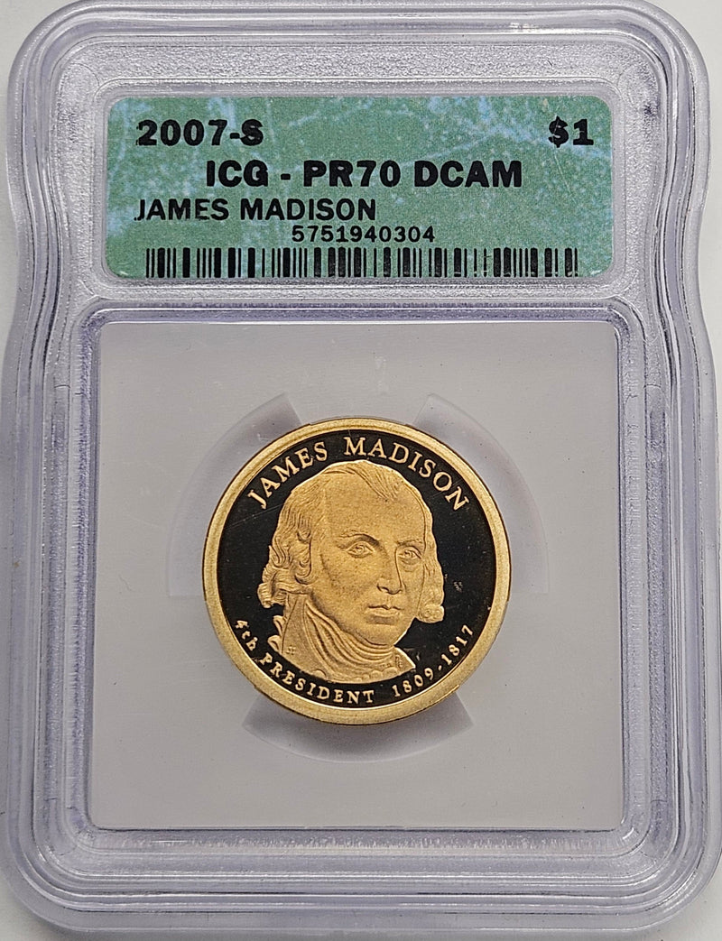 2007-S James Madison Presidential Dollar ICG PR-70 DCAM
