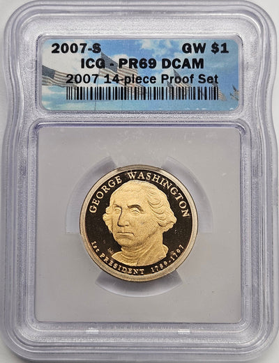 2007-S George Washington Presidential Dollar ICG PR-69 DCAM (Blue label)