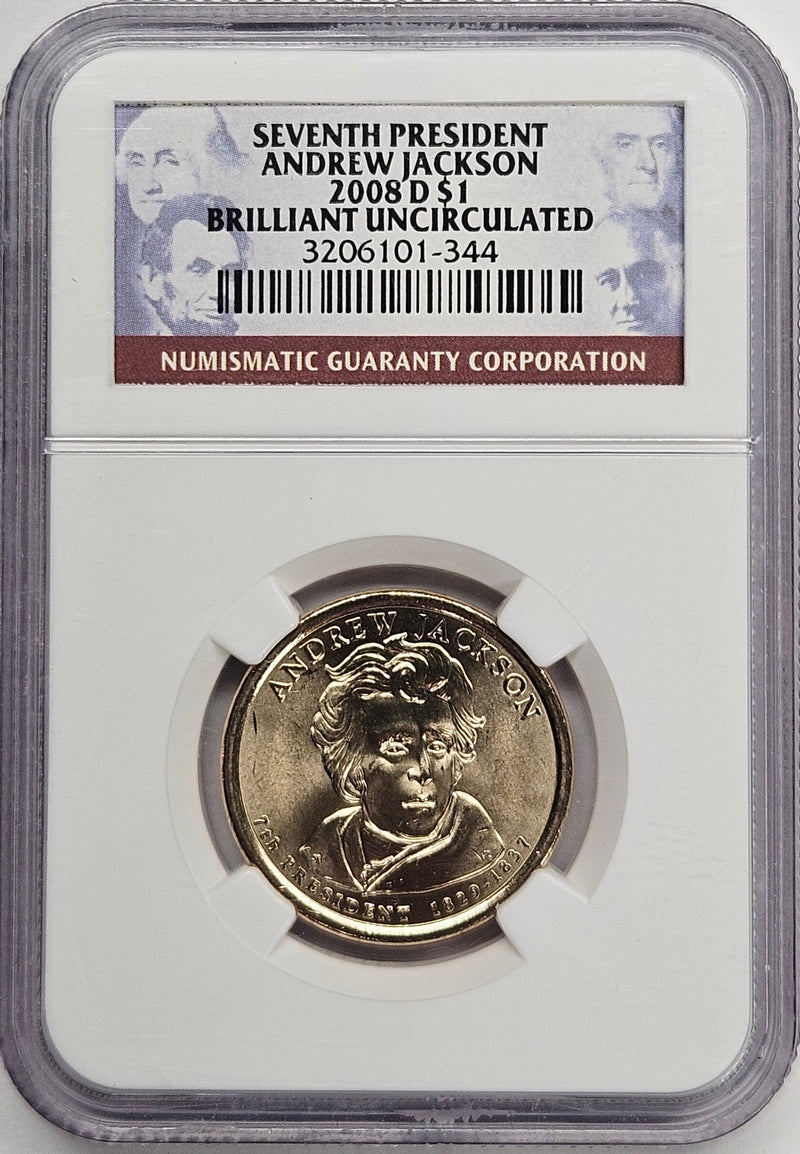 2008-D Andrew Jackson Presidential Dollar NGC Brilliant Uncirculated
