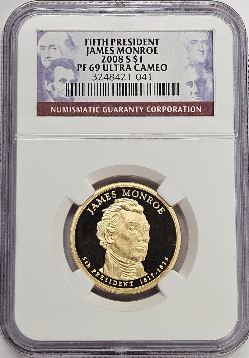 2008-S James Monroe Presidential Dollar NGC PF-69 Ultra Cameo Fifth President