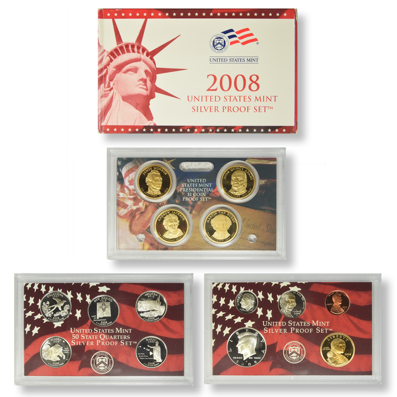 2008-S Silver State Quarter 5-coin Proof Set . . . . Superb Proof Silver