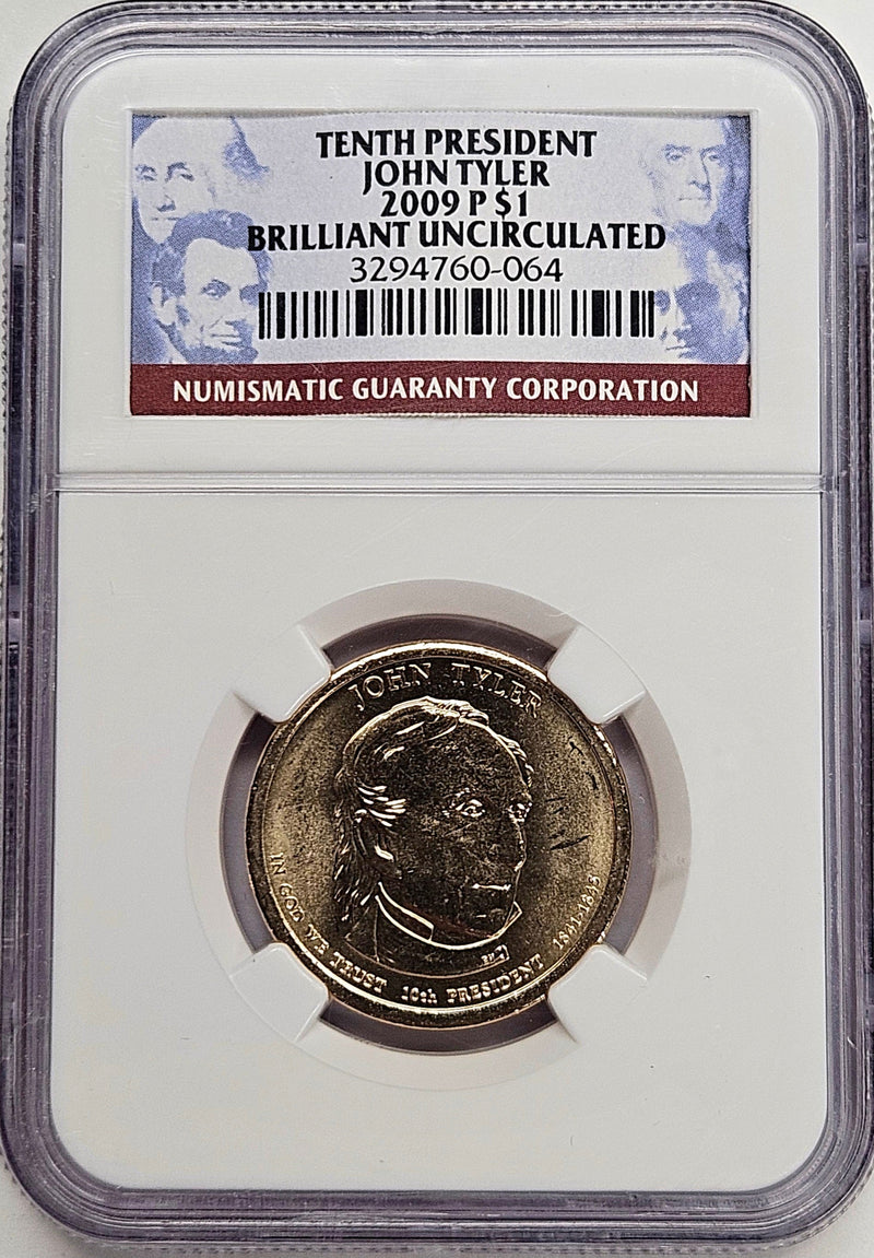 2009 John Tyler Presidential Dollar NGC Brilliant Uncirculated