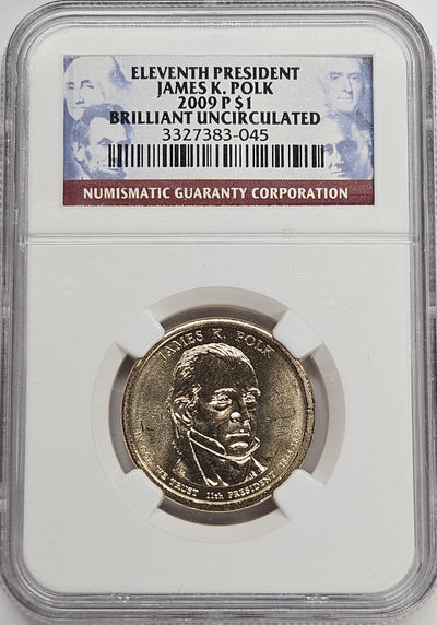 2009 James Polk Presidential Dollar NGC Brilliant Uncirculated