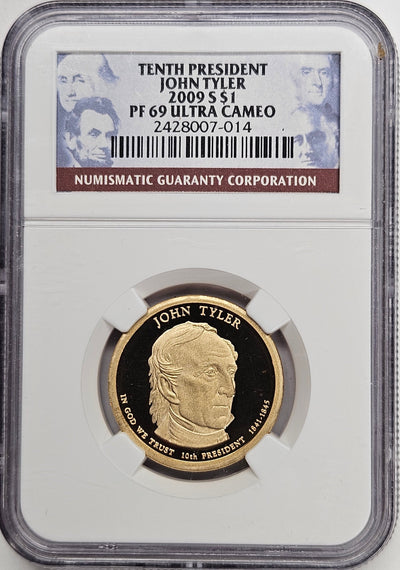 2009-S John Tyler Presidential Dollar NGC PF-69 Ultra Cameo