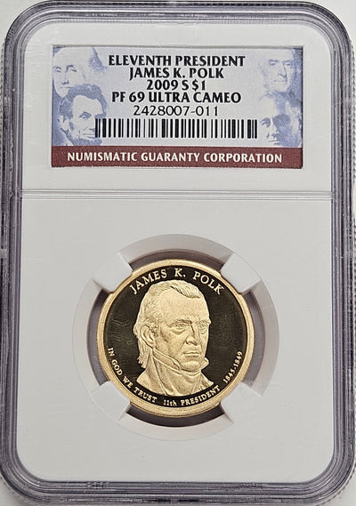 2009-S James Polk Presidential Dollar NGC PF-69 Ultra Cameo