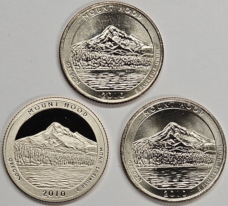 2010-PDS Mount Hood Park Quarters 3-coin set  Choice BU P, D, and S Gem Proof