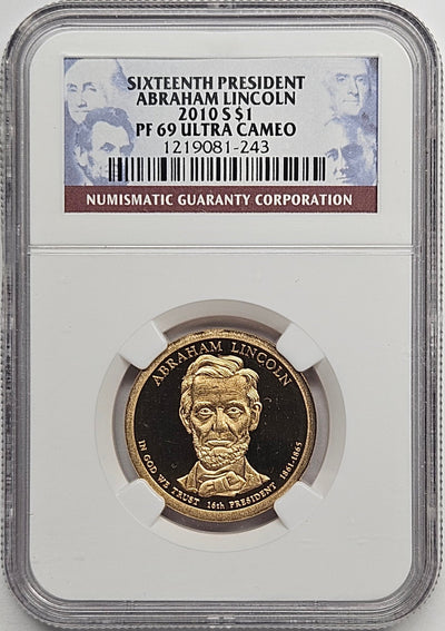 2010-S Abraham Lincoln Presidential Dollar NGC PF-69 Ultra Cameo