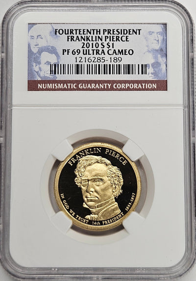 2010-S Franklin Pierce Presidential Dollar NGC PF-69 Ultra Cameo