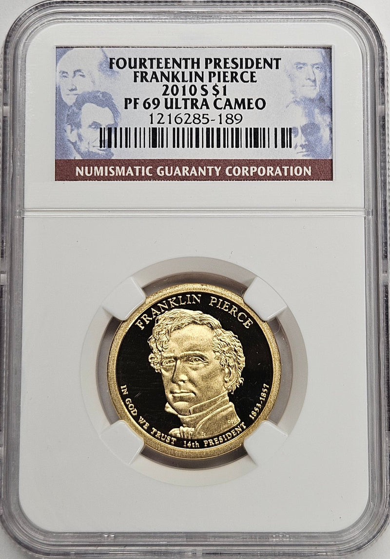 2010-S Franklin Pierce Presidential Dollar NGC PF-69 Ultra Cameo
