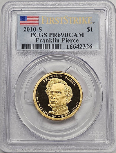 2010-S Franklin Pierce Presidential Dollar PCGS PR-69 DCAM First Strike