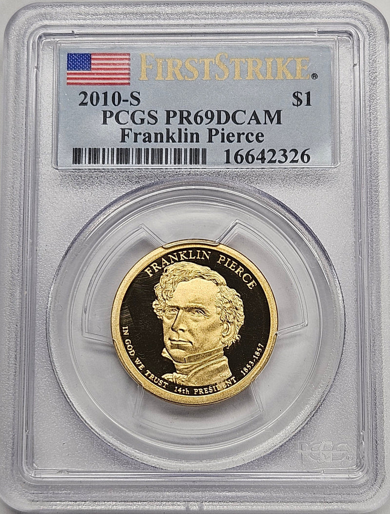 2010-S Franklin Pierce Presidential Dollar PCGS PR-69 DCAM First Strike