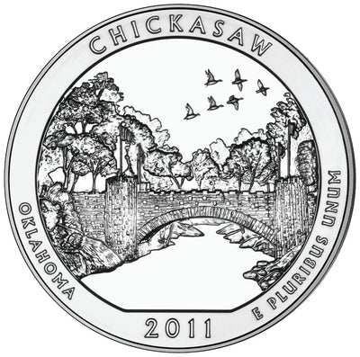 2011 Chickasaw National Recreation Area, OK Silver 5 oz Collector Edition Coin in Original U.S. Mint Box with COA
