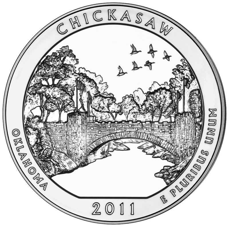 2011 Chickasaw National Recreation Area, OK Silver 5 oz Collector Edition Coin in Original U.S. Mint Box with COA