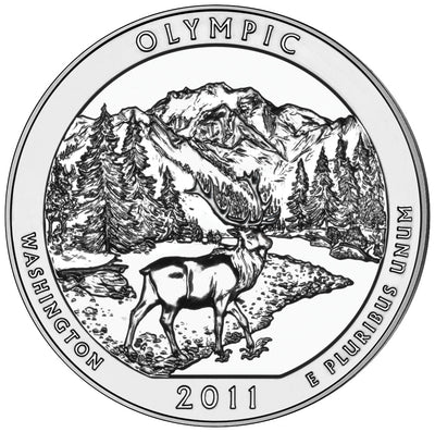 2011 Olympic National Park, WA Silver 5 oz Collector Edition Coin in Original U.S. Mint Box with COA